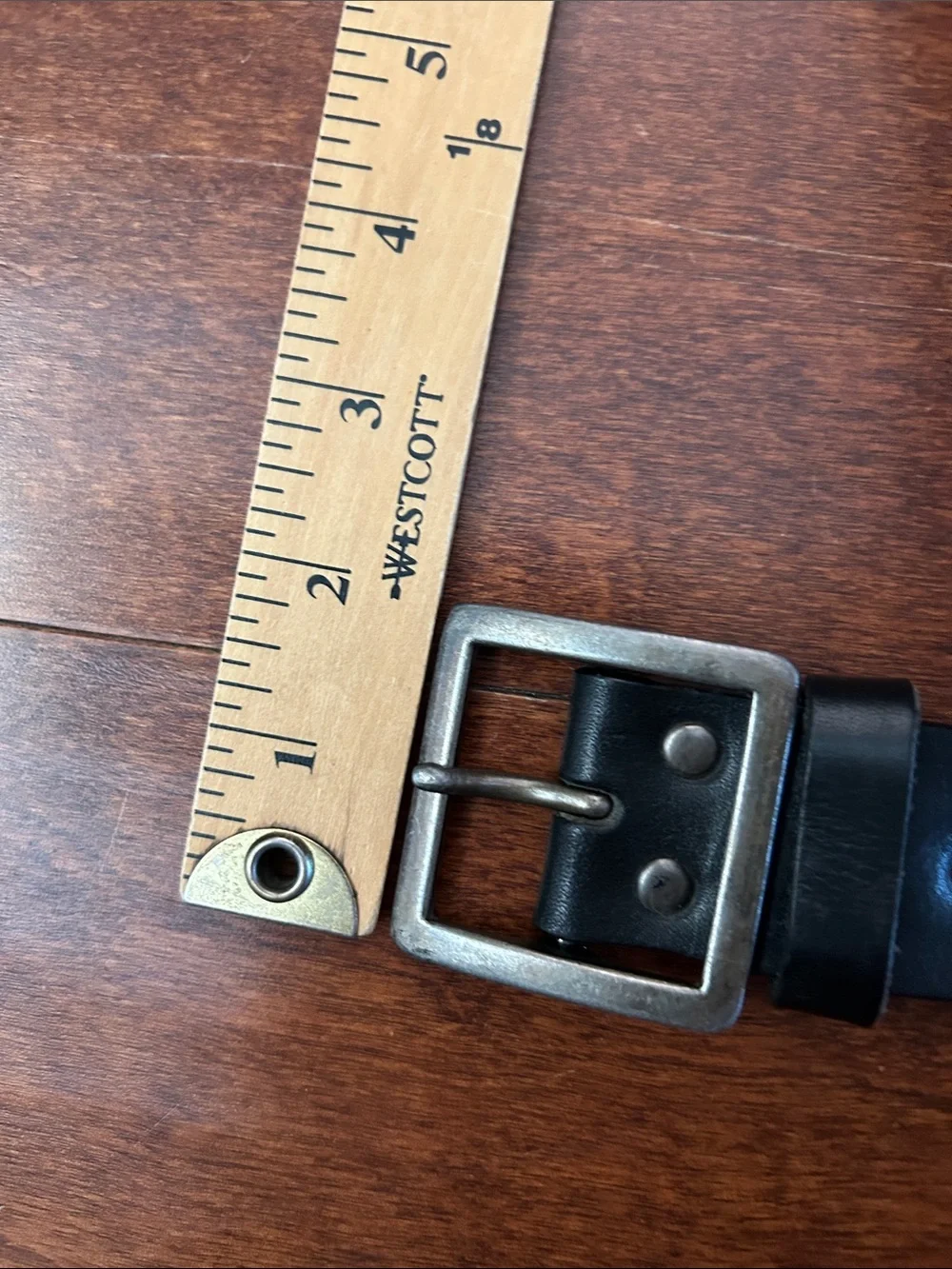 The Children’s Place Kid’s Chunky Black Leather Belt, Silver Buckle, Size 8-14